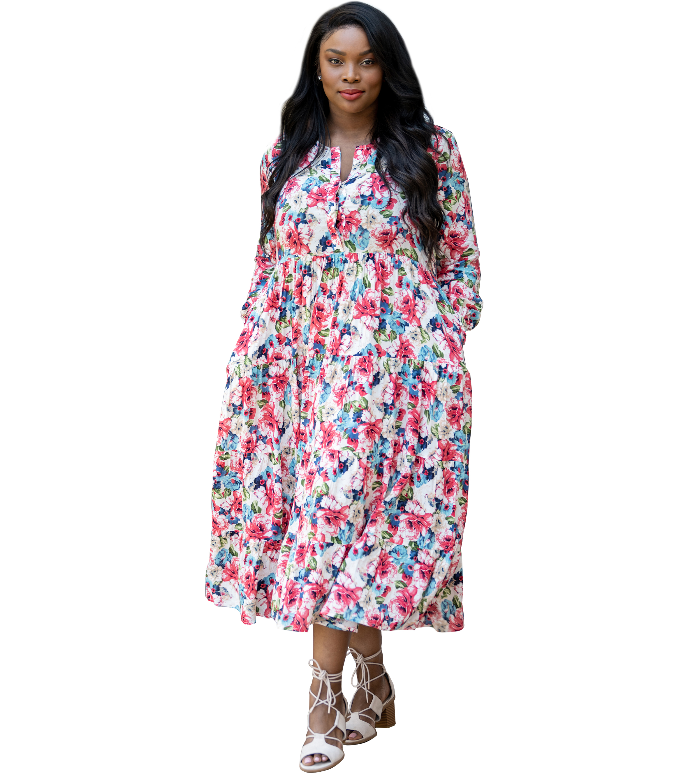 MASTIK PINK BLUE FLORAL DRESS | Rosella - Style inspired by elegance