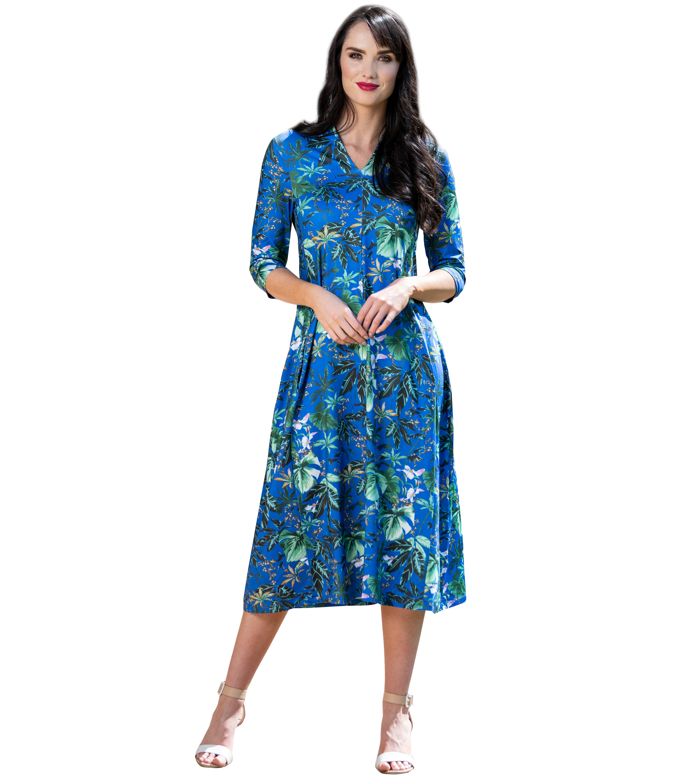 MASTIK ROYAL GREEN PALM PRINT DRESS | Rosella - Style inspired by elegance