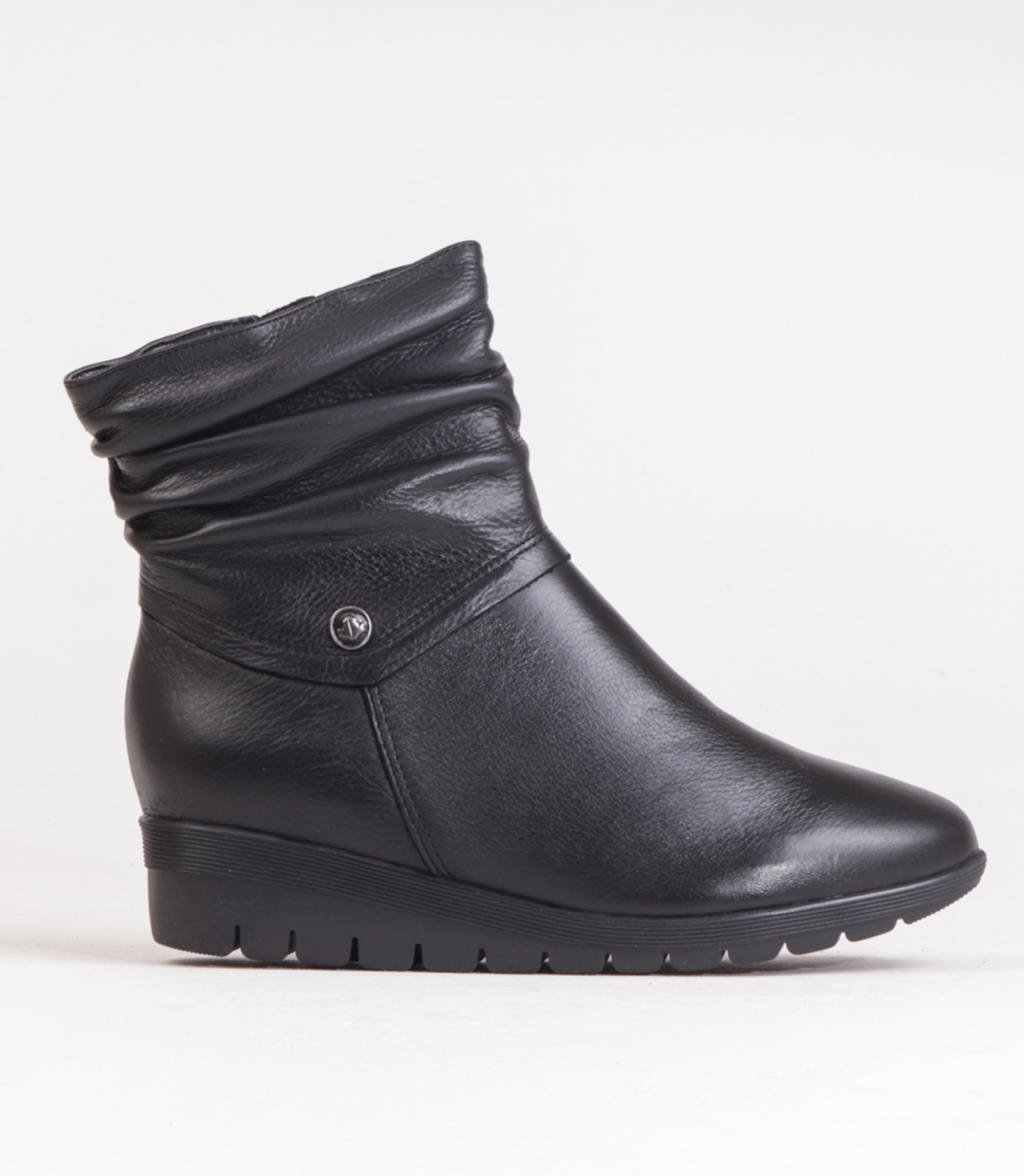 FROGGIE BLACK LEATHER RUCHED ANKLE BOOT | Rosella - Style inspired by ...