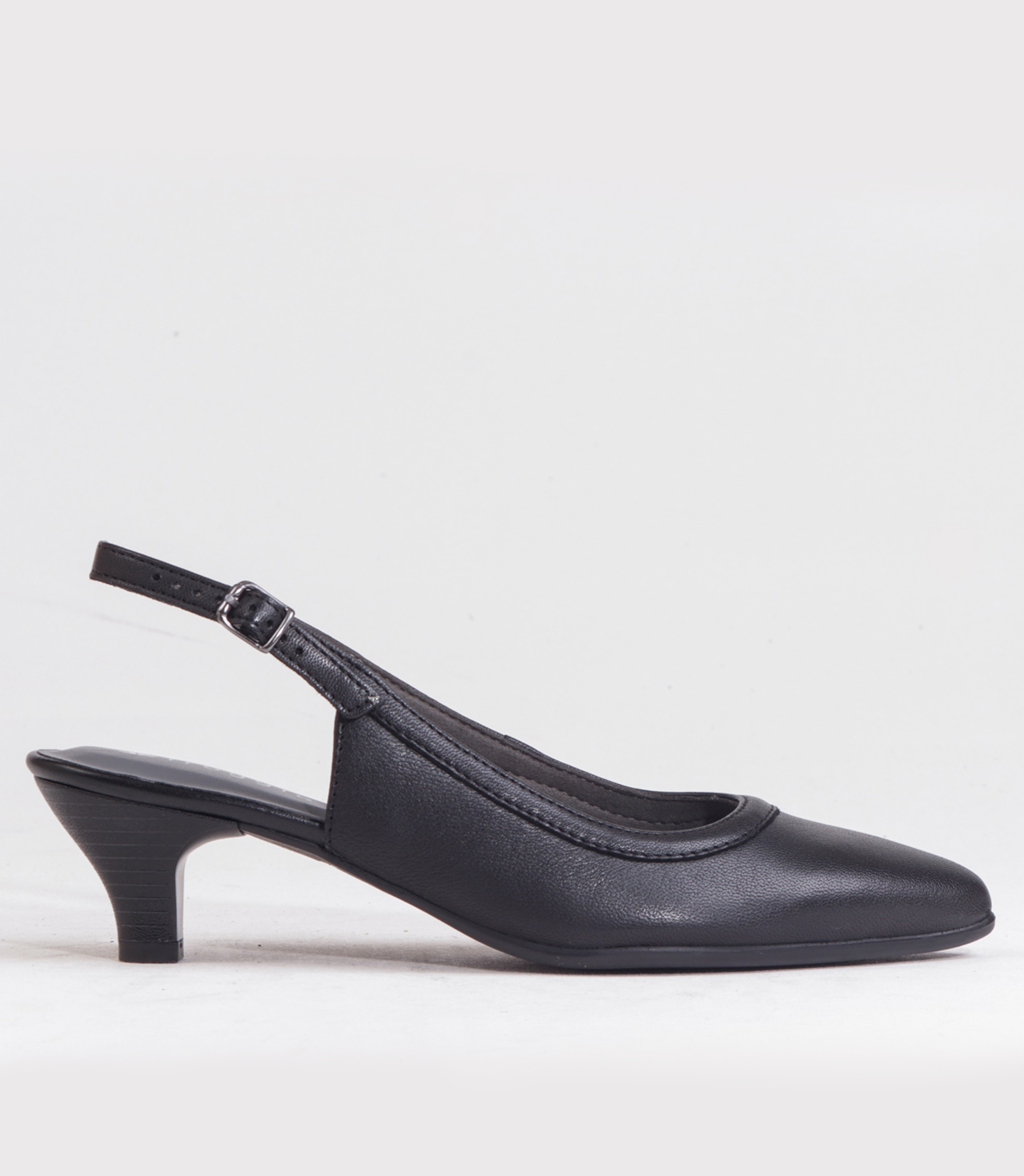 FROGGIE BLACK LEATHER KITTEN HEEL SLING BACK | Rosella - Style inspired ...