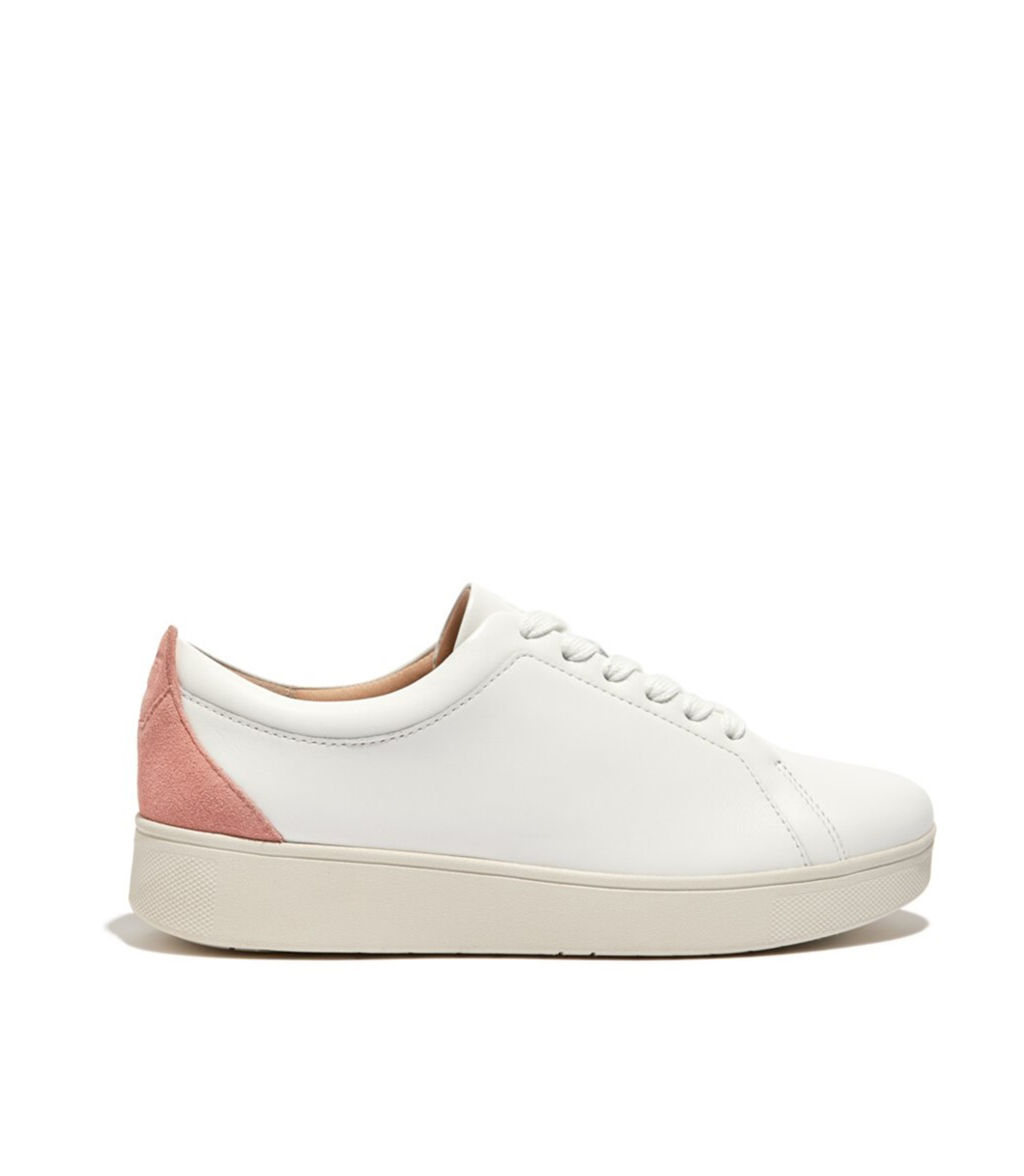 FIT FLOP CORAL SUEDE AND WHITE LEATHER RALLY SNEAKERS | Rosella - Style ...