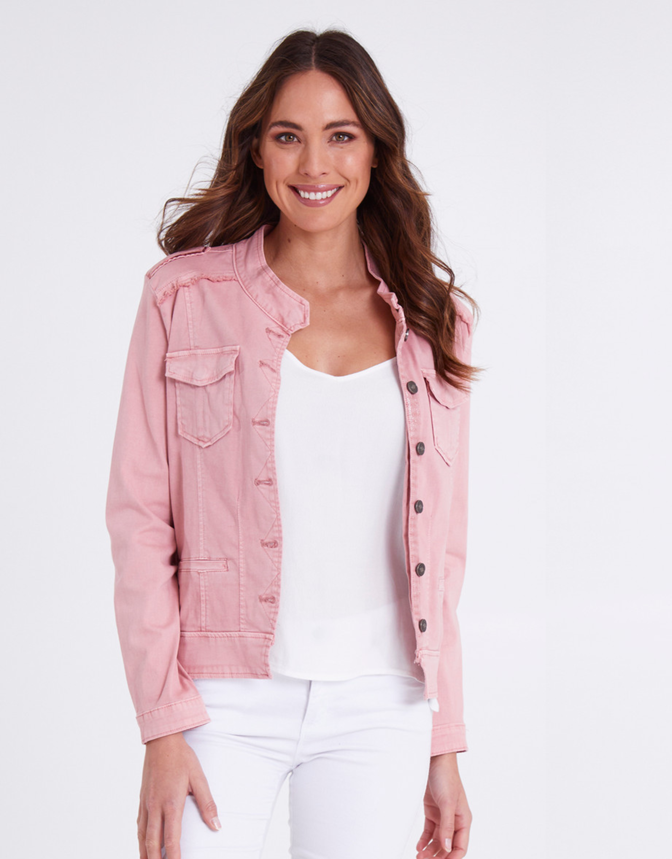 pink military jacket