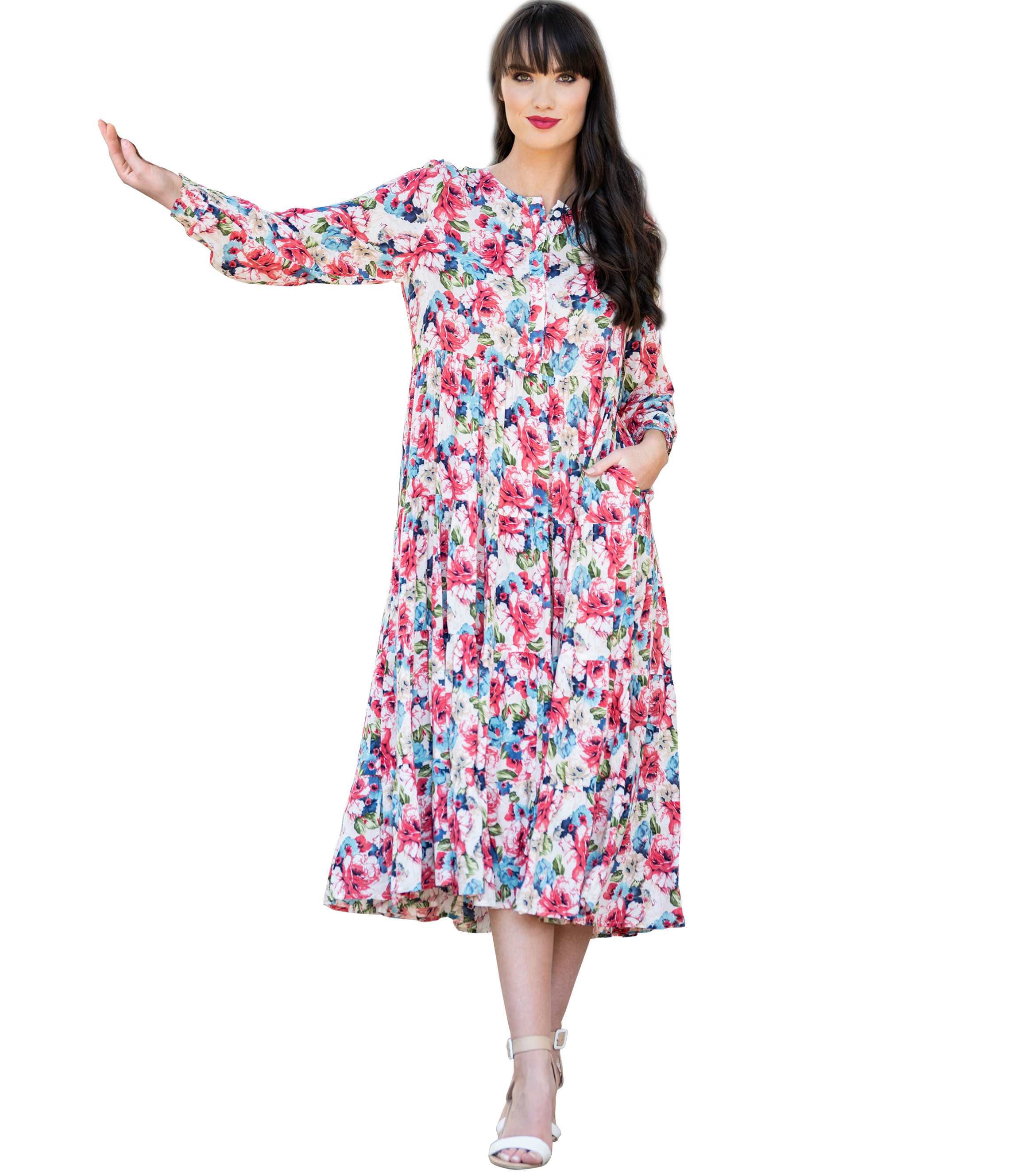 MASTIK PINK BLUE FLORAL DRESS | Rosella - Style inspired by elegance