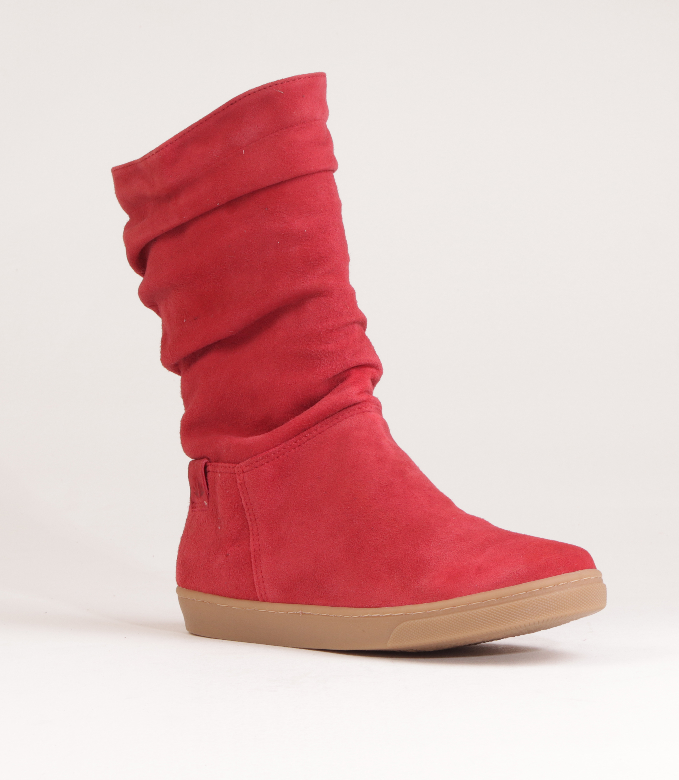 red leather boots flat