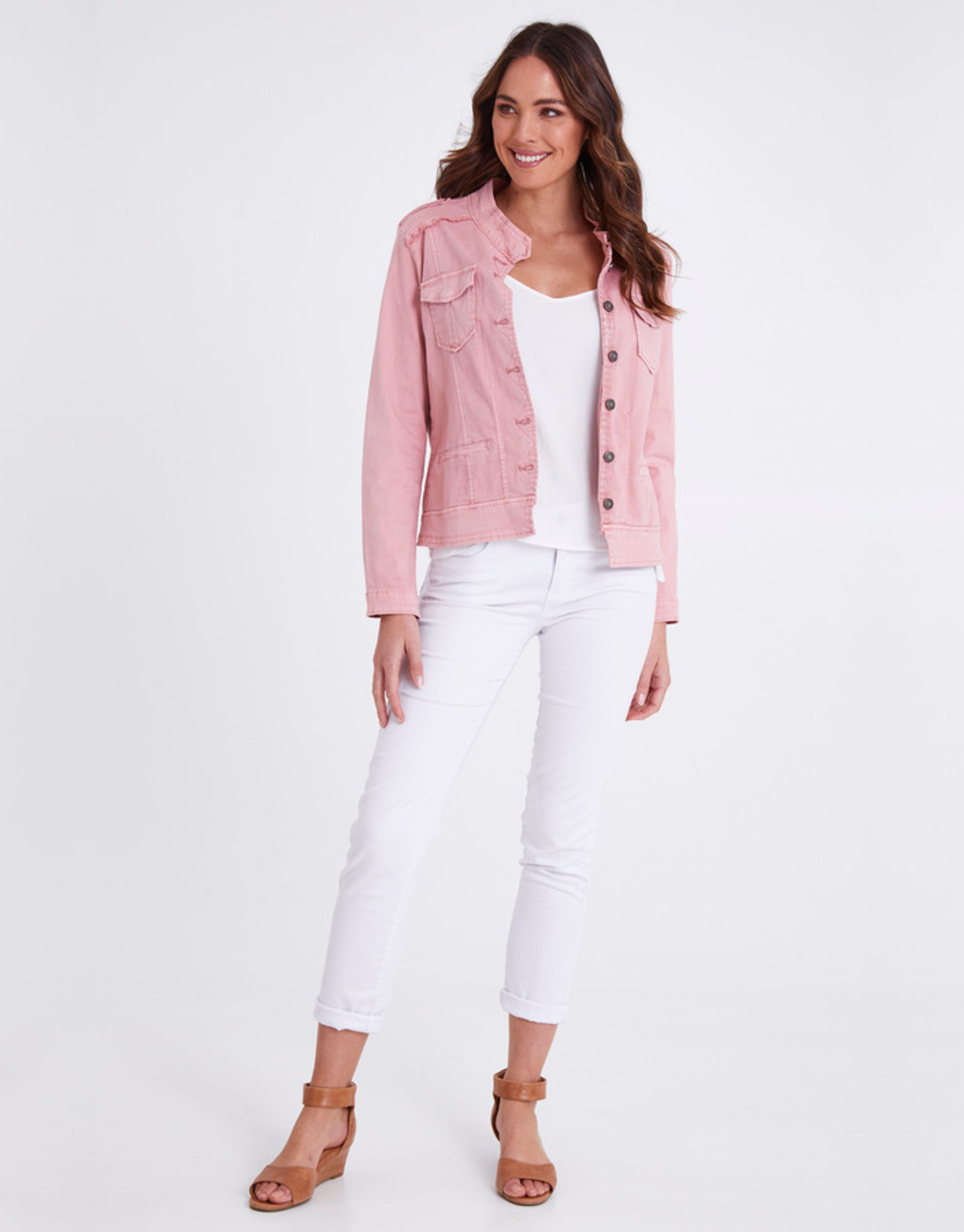 pink military jacket