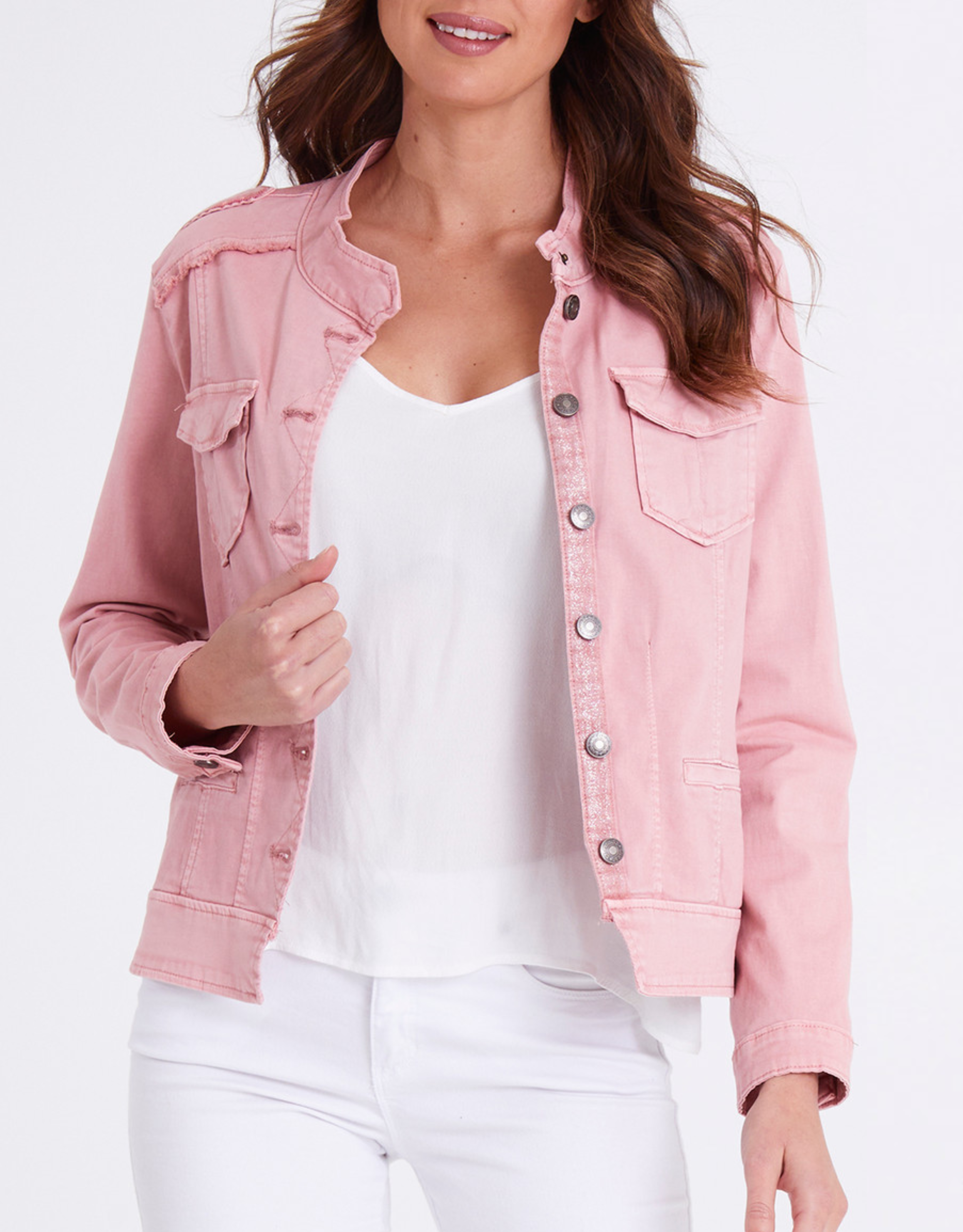 pink military jacket