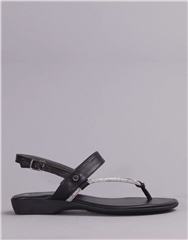 FROGGIE BLACK DIAMANT ROPE THONG SANDAL