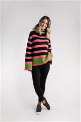 MADE IN ITALY PINK BLACK POLO NECK JERSEY 