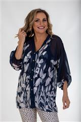 CALYPSO NAVY HIGH TEA BLOUSE AND CAMI