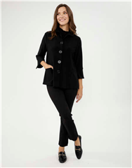 JOSEPH RIBKOFF BLACK SILKY KNIT TRAPEZE JACKET