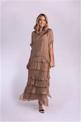 MADE IN ITALY BROWN FRILL DRESS 