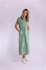 MADE IN ITALY GREEN DRAWSTRING DRESS 