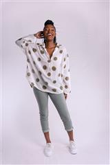 MADE IN ITALY WHITE OLIVE DOTS TOP 