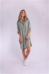 MADE IN ITALY OLIVE BUTTON UP DRESS 