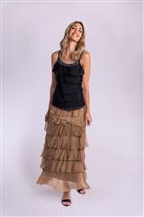 MADE IN ITALY BROWN RUFFLED SKIRT