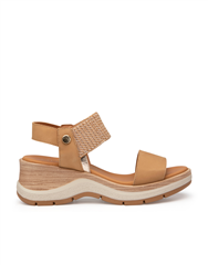 PAULA URBAN CAMEL CURVED WEDGE SANDAL 