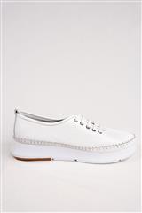 JOLIE WHITE LEATHER STITCH SNEAKER 