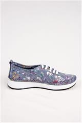 JOLIE PURPLE BLUE FLORAL LEATHER SNEAKER 