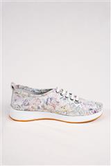 JOLIE WHITE MULTI FLORAL LEATHER SNEAKER 