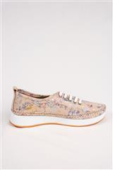 JOLIE BEIGE MULTI FLORAL LEATHER SNEAKER 