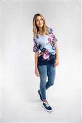 ROSELLA NAVY PINK ROSES SANDO TOP 