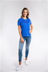 ROSELLA BLUE EMBROIDERY FRONT KAZEE TOP 