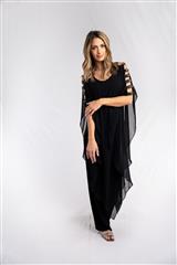 ROSELLA BLACK WITH SILVER DIAMANTE SLEEVE JUMPSUIT