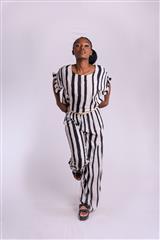 MADE IN ITALY WHITE BLACK STRIPES PALAZZO PANTS 