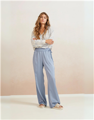 YAYA BLUE SATIN WIDE LEG TROUSERS 