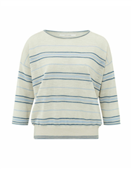 YAYA BEIGE MULTI STRIPED SWEATER 