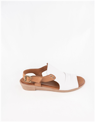 BUENO WHITE TAN LOW WEDGE