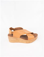 BUENO TAN CROSS OVER WEDGE SANDAL 