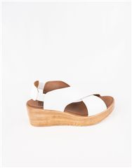 BUENO WHITE CROSS OVER WEDGE SANDAL 