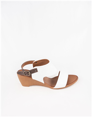 BUENO WHITE HIGH WEDGE ANKLE STRAP SANDAL