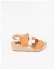 BUENO TAN ROSE GOLD HIGH WEDGE SANDAL