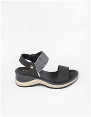 PAULA URBAN BLACK CURVED WEDGE SANDAL 