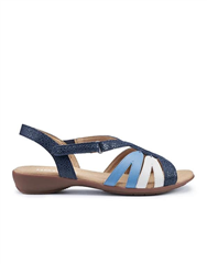 HOTTER  BLUE LEATHER FLARE SANDAL 