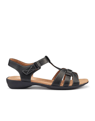 HOTTER BLACK LEATHER SOLSTICE SANDAL 