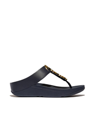 FIT FLOP MIDNIGHT NAVY FINO RESIN HOOP LEATHER SANDAL