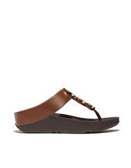 FIT FLOP BROWN FINO RESIN HOOP LEATHER SANDAL 