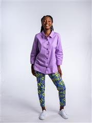 JOLIE PURPLE KAY LINEN BUTTON UP SHIRT 