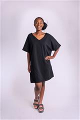 MADE IN ITALY BLACK LINT TIE BACK DRESS 