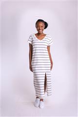 MADE IN ITALY WHITE BLACK STRIPES DRESS 