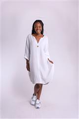 MADE IN ITALY WHITE BUTTON DRESS