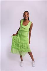 MADE IN ITALY LIME FRILL DRESS