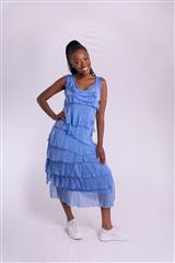 MADE IN ITALY BLUE FRILL DRESS