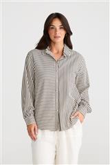 BRAVE & TRUE WHITE WITH BLACK STRIPES AUDREY SHIRT