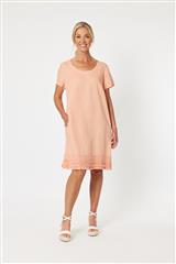 GORDON SMITH MANDARINE RUFFLE HEM LINEN DRESS 