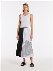 SIROCCO BLACK AND WHITE PLEATED SKIRT