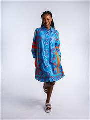 JOLIE BLUE MULTI ANNIE SHIRT DRESS 